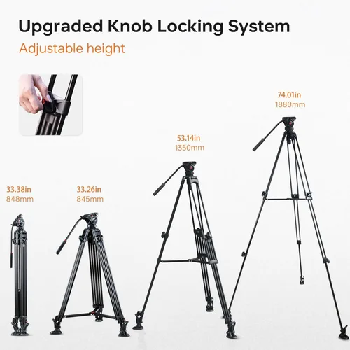 Vista 9 de VILTROX VX-18M - Trípode de video pesado de 74 pulgadas con cabezal fluido