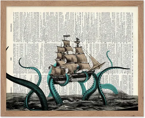 Vista 58 de Poster Master Póster de pulpo para parejas, póster de diccionario, arte Kraken, regalo romántico para él, ella, amantes, decoración náutica