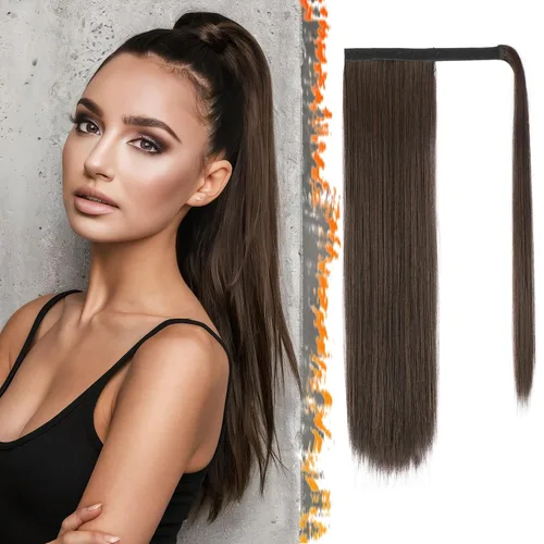 Vista 85 de BARSDAR Extensión de Cola de Caballo Corta y Recta - Extensiones de Cabello de Cola de Caballo con Cordón de 14 Pulgadas en Negro para Mujeres