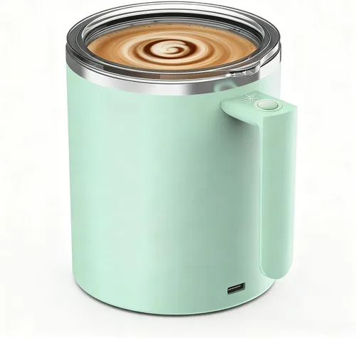 Vista 9 de Taza de café autoagitable, taza mezcladora eléctrica de 12.2 onzas con agitador magnético y antisedimentación, taza de viaje recargable para café