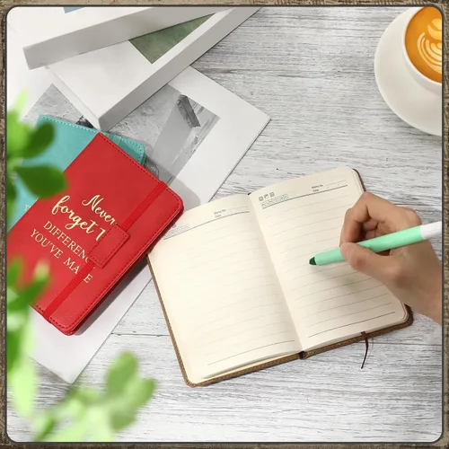 Vista 4 de Qeeenar 24 piezas de regalos de agradecimiento para empleados, regalos de agradecimiento a granel, diario de cuero A6, cuaderno pequeño inspirador
