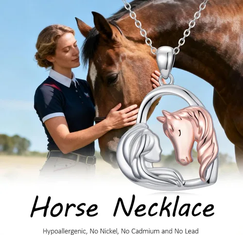 Vista 7 de Collar de plata de ley 925 con colgante de caballopatooso polarpingüinomuñeco de nieveabejacolibríunicornio, regalo de joyería para amantes