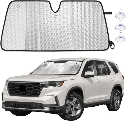 Vista 27 de EcoNour Parasol plegable de acordeón para parabrisas compatible con Tesla Model 3/Model Y 2017-2024 2025 2026, parasol delantero para ventana