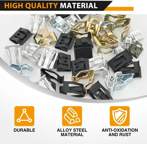 Vista 6 de GOOACC 100 piezas de 10 tamaños de clip de moldura de resorte de metal clip universal de sujeción de cuerpo de automóvil compatible con GTI, Jetta