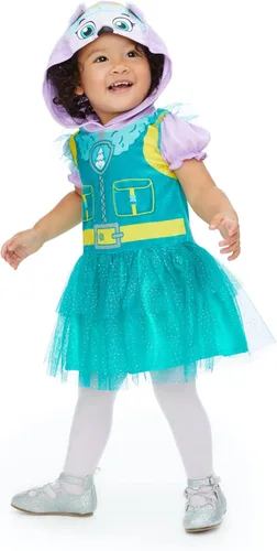 Vista 2 de Nickelodeon Paw Patrol - Conjunto de disfraz de Skye y Everest con capucha y mallas para niñas