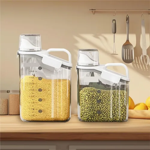 Vista 7 de Dispensador de cereales Dispensador de cereales Dispensador de cereales para alimentos secos, recipiente hermético para almacenamiento de cocina
