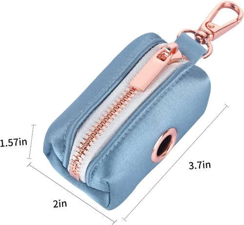Vista 4 de Lionet Paws Lindo soporte para bolsas de excrementos de perro con bolsa para correa, dispensador de seda para perros, collar a juego Azul