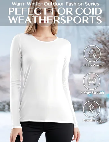 Vista 2 de Ropa interior térmica de manga larga para mujer, camiseta ligera de compresión para mujer, ropa de invierno