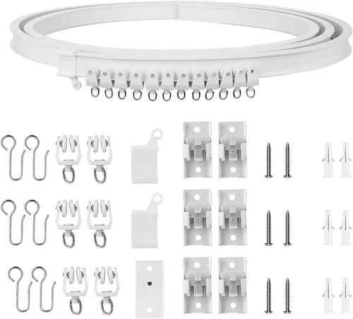 Vista 2 de Pista de cortina de techo flexible flexible, 6.6 ft PVC White Curtain Rail Set, For Curtain, Window, Shower, RV, Camper, Room Divider, Hospital