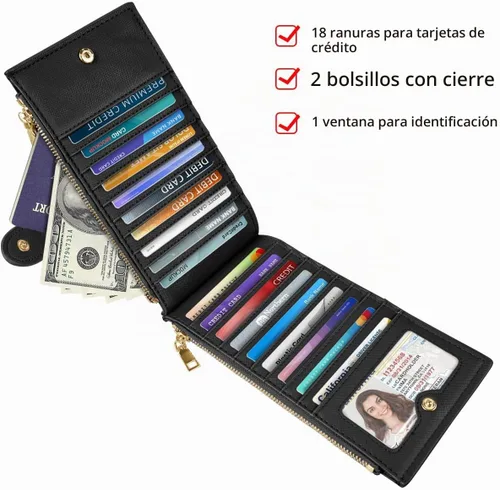 Vista 5 de Coco Rossi - Cartera de mariposas negras para mujer, con bloqueo RFID