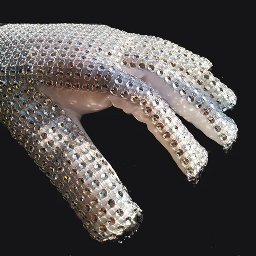 Vista 6 de Guantes de diamantes de imitación para niños brillantes Michael Punk Billie Jean con lentejuelas y una insignia de Jackson