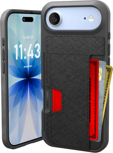 Vista 117 de Smartish Funda tipo cartera para iPhone 11 Pro - Wallet Slayer Vol. 2 [soporte protector delgado] tarjetero (seda) - Black Tie Affair Holds 3