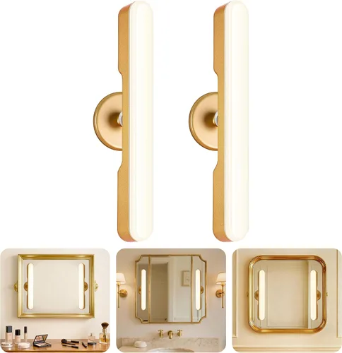 Vista 13 de Juego de 2 luces inalámbricas de maquillaje para espejo, barra de luz LED recargable para espejo de baño con 3 CCT regulables, luz inalámbrica