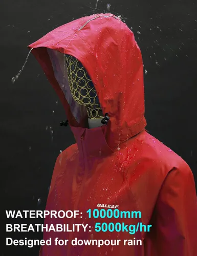 Vista 3 de BALEAF Chaqueta impermeable para hombre con capucha ligera de secado rápido para tormentas de lluvia