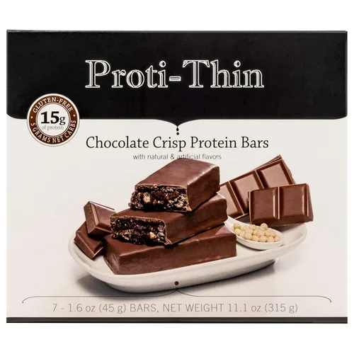 Vista 4 de Proti-Thin Barras de proteína crujiente de chocolate, 0.53 oz de proteína, 0.18 oz de carbohidratos netos, 7