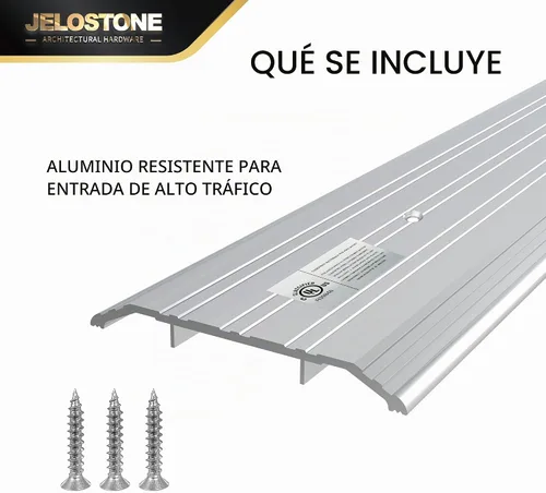 Vista 2 de Umbral de puerta de aluminio comercial resistente de 5 pulgadas de ancho x 1/2 pulgadas de alto x 36 pulgadas de largo (molino de aluminio)
