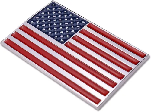 Vista 7 de Adhesivo metálico 3D de bandera estadounidense negra para automóvil, 3.15 x 2 pulgadas, emblema de aleación de zinc para camión, automóvil, Negro