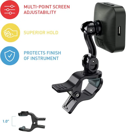 Vista 6 de KLIQ EcoTuner - Afinador de clip recargable USB para todos los instrumentos (con cable de carga incluido) Afinadores de clip KLIQ