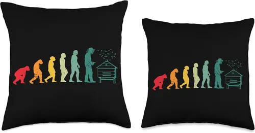 Vista 3 de Beekeepers Naturals Bee Pollen Honey Making Evolution Honey Bees Supplies Beekeeper Throw Pillow, 16x16, Multicolor
