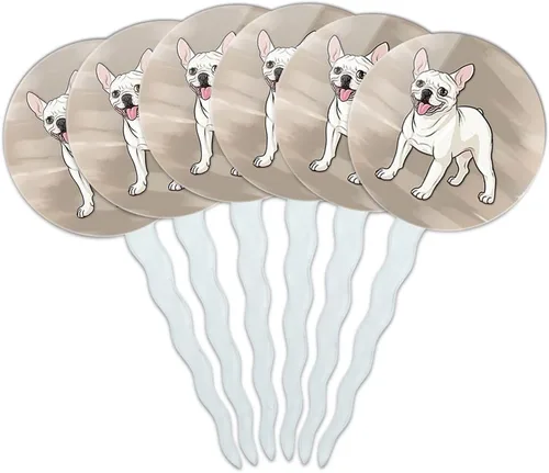 Vista 8 de Juego de 6 palillos para cupcakes para decoración de perros y cachorros - Basset Hound Face