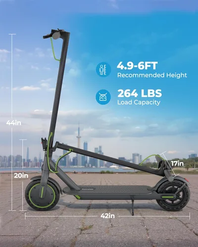 Vista 2 de Electric Scooter- 8.5"/10''Solid Tires, 350W/500W Motor, Up to 19/22MPH& 12/16/21/23Miles Long-Range Scooter with Double Braking System Verde07