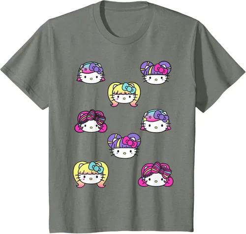 Vista 89 de hello kitty Kawaii Multi peinado Tee, Azul (Heather blue)