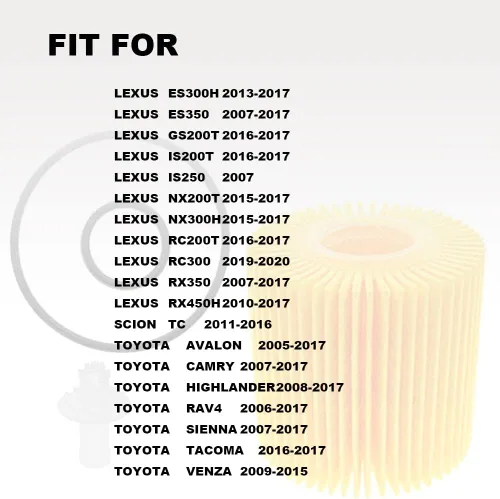 Vista 2 de Paquete de 10 filtros de aceite de motor compatibles con Toyota Avalon Camry Highlander RAV4 Tacoma Sienna y más reemplazan 04152-YZZA1,04152-31090