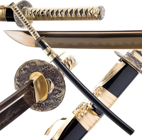 Vista 15 de Katana Sword, Handmade Samurai Sword 9260 Spring Steel - Plum Blossom Design, Full Tang & Clay Tempered - Ideal for Training, Practice, Collection &