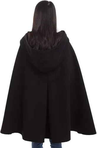 Vista 4 de GRACEART Capa de lana con capucha para mujer, capa de invierno para novia, boda, talla grande, abrigo grueso