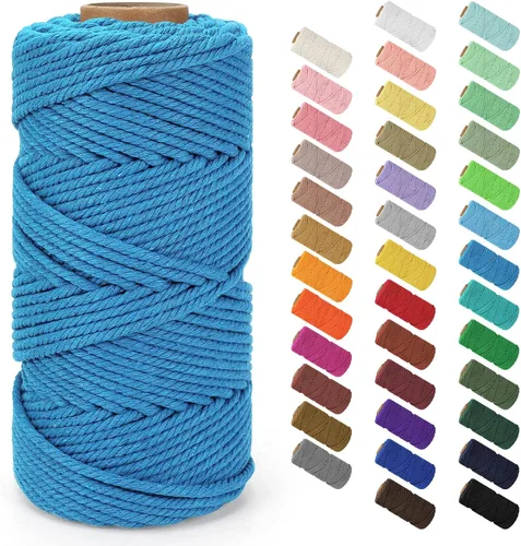 Vista 89 de Cuerda de macramé de 0.079 in x 220 yardas (656 pies), cuerda de algodón natural para colgar en la pared, ganchos de plantas, manualidades Verde