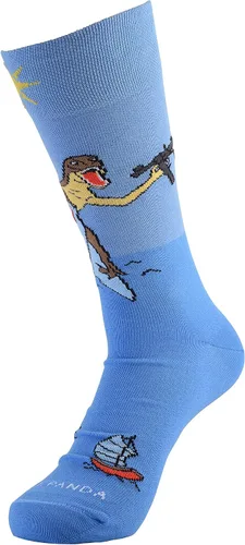 Vista 5 de Calcetines deportivos de dinosaurio y tiburón (adulto grande) tallas de zapatos para hombre 8-13, Azul negro rojo