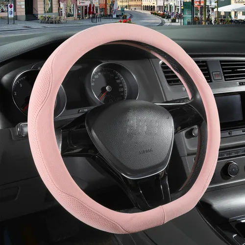 Vista 8 de Funda para volante en forma de D de gamuza negra de 13.5 a 14 pulgadas Warm in Winter and Cool in Summer, Small Felt Car Accessories, Breathable