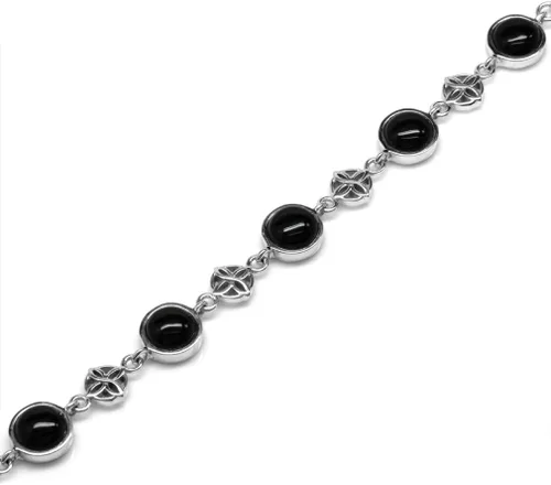Vista 2 de Silvershake, piedras de cabujón creadas en plata de ley 925, nudo celta de 7 a 8.5 pulgadas, pulsera ajustable para mujer