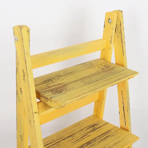 Vista 3 de Estantería de escalera - Estantería envejecida - Estantería rústica con escalera (dorado)