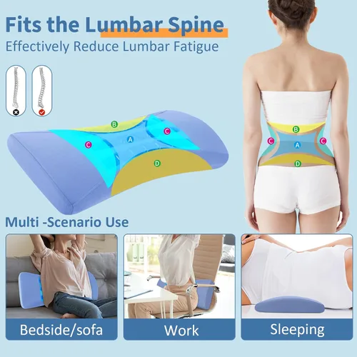 Vista 4 de Almohada de Soporte Lumbar para Cama para Aliviar el Dolor de Espalda Baja con Gel Refrescante: Almohada de Ciática de Espalda Baja