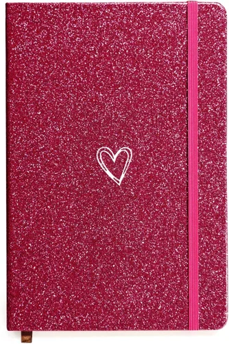 Vista 11 de Bling - Cuaderno A5, cuaderno rayado A5, bloc de notas para niñas y mujeres, bonito diseño de corazón con purpurina, cuaderno de tapa dura con rayas