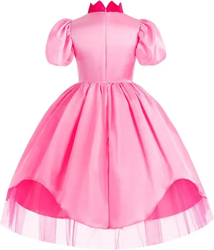 Vista 3 de Princess Peach Costume Dress Crown For Kids Girls Cosplay Accessories Dress Up Outfit