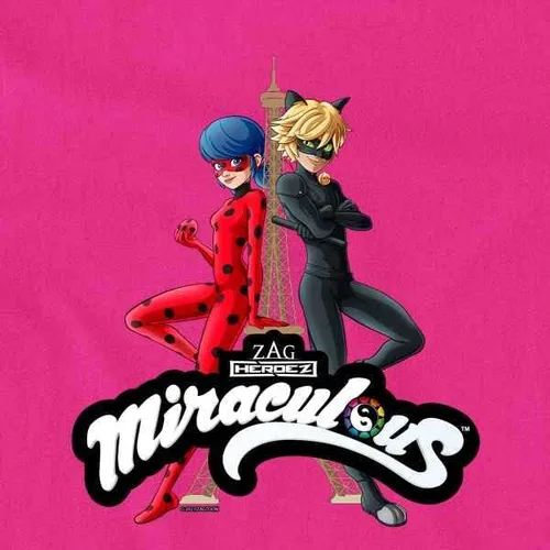 Vista 3 de Pop Threads Miraculous Ladybug and Cat Noir Merch Eiffel Tower - Camiseta para niños y niñas
