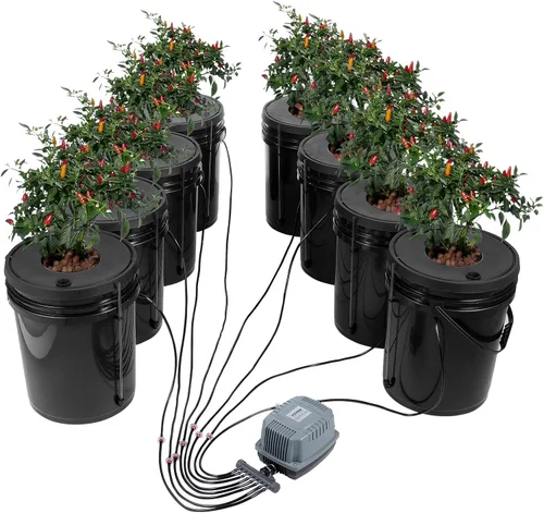 Vista 14 de VEVOR Sistema de Cultivo Hidropónico DWC, Sistema de Cultivo Hidropónico con Kit de Goteo Superior, Cultura de Agua Profunda de 5 Galones con Bomba