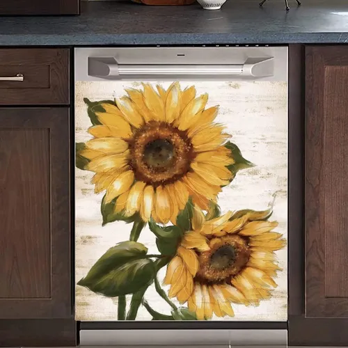 Vista 13 de Adhesivo para cubierta de lavavajillas con diseño de girasoles de granja, panel de calcomanías para nevera, funda de vinilo estilo granja, ordinario