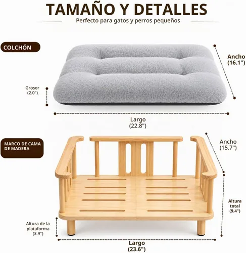 Vista 5 de Summark Cama elevada para gatos con colchón de felpa