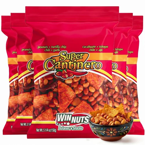 Vista 5 de WINNUTS Cacahuates de lima (paquete de 5, 5.25 onzas cada uno) Cacahuates con limón Cacahuates con limon Auténticos aperitivos mexicanos