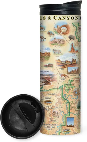 Vista 26 de Xplorer Maps 1000 Islands Map - Vaso de viaje de 16 onzas con tapa resistente a derrames, vaso de café aislado al vacío de acero inoxidable