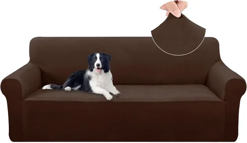 Vista 25 de U-NICE HOME Fundas de terciopelo para sofá, fundas elásticas para sofá de 3 cojines, protector de muebles (XL, grande, beige)
