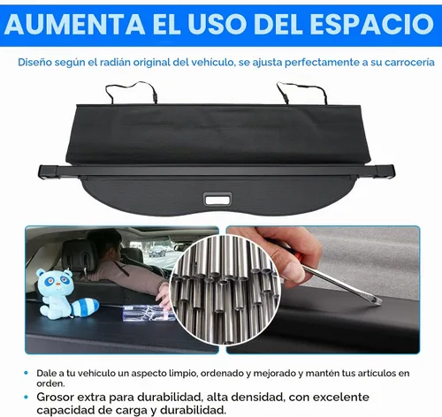 Vista 5 de Powerty Cubierta de Carga para Toyota Highlander 2014-2019 Accesorios, Cubierta de Maletero Retráctil Sombra Protectora de Maletero Cubierta