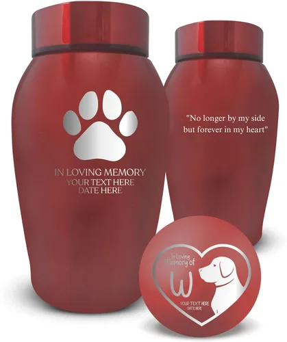 Vista 16 de Urna de perro personalizada: nombre y fecha de perro grabados, urnas de cremación de acero inoxidable para cenizas de perro con cierre hermético