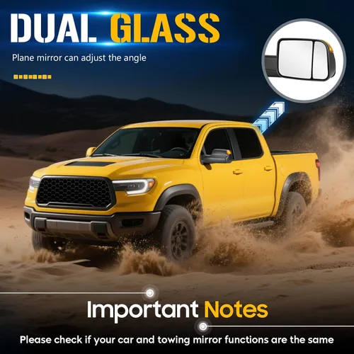 Vista 6 de Espejos de remolque para Dodge Ram 1500 1998-2001 para Ram 2500 3500 1998-2002 Luz LED de señal de giro de vidrio calentado manual extensible
