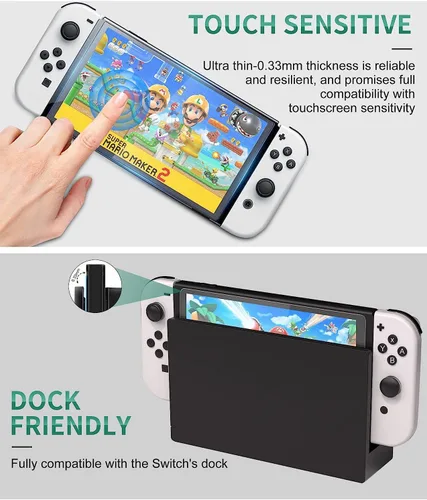 Vista 3 de rapell Paquete de 3 protectores de pantalla de vidrio templado compatibles con Nintendo Switch OLED Premium Protector de pantalla de vidrio templado