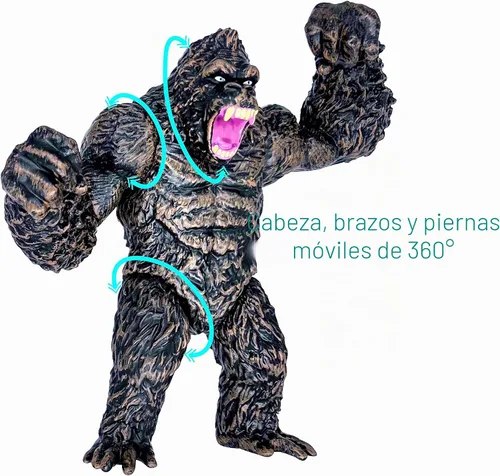 Vista 4 de TwCare King Kong vs Godzilla Figura de Acción de Ataque de 6.5" Modo de Lucha Gorilla Ape Sólido Serie de Películas Salvajes, Bolsa de Viaje