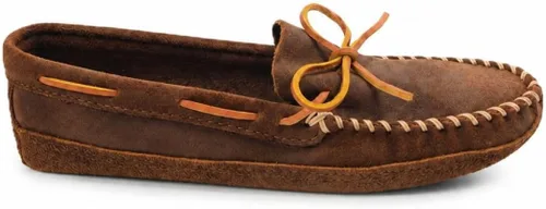 Vista 6 de Minnetonka Suela de cuero suave de doble fondo para hombre Marrón Ruff